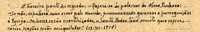 Lettre attribuée à sœur Lucie